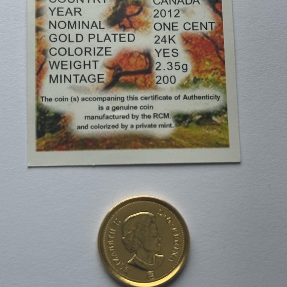 Canada 2012 Gold Plated One Cent Coin - Picture 5 of 8